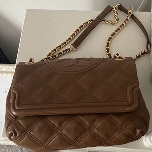 Tory Burch Brown Quilted Shoulder Bag
